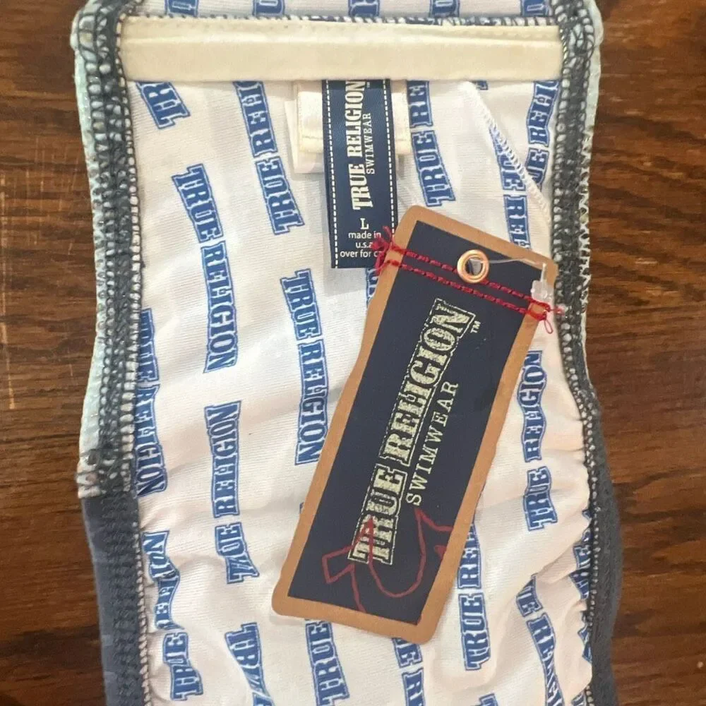 True Religion Snakeskin Horseshoe Bandeau Bikini Top Nwt Size Large
